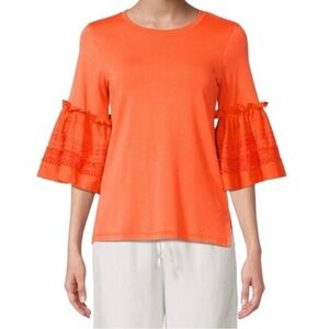 Kobi Halperin Orange Spencer Ruffle Sleeve Top Size Small
